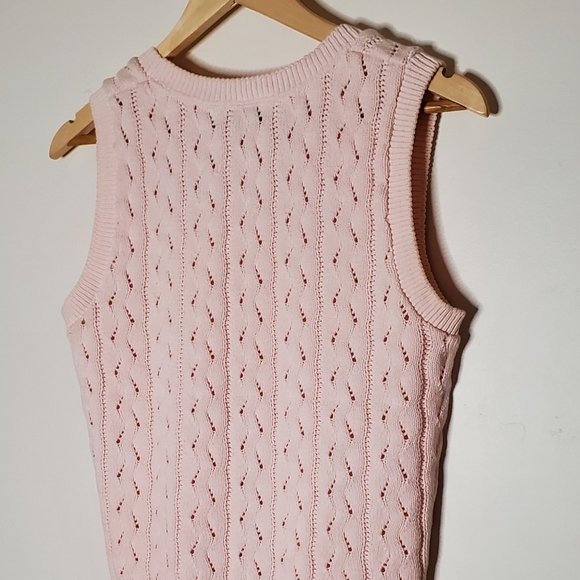 Baby Pink Sleeveless Cable Knit Shell Tank Sweater - Picture 2 of 13